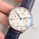 Perfect Replica IWC Portugieser White Chronograph Dial Black Leather Band Automatic Watches